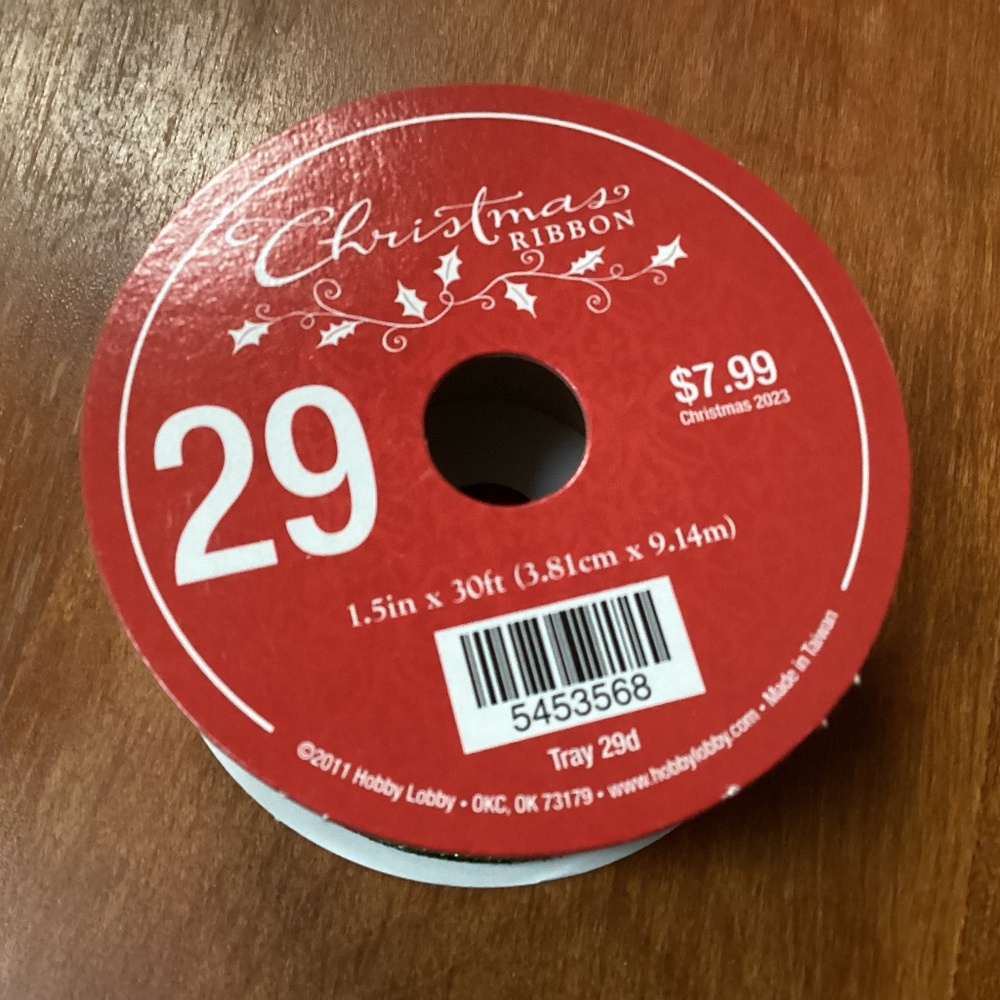 Christmas Wired Edge Ribbon New 1.5” x 30 feet